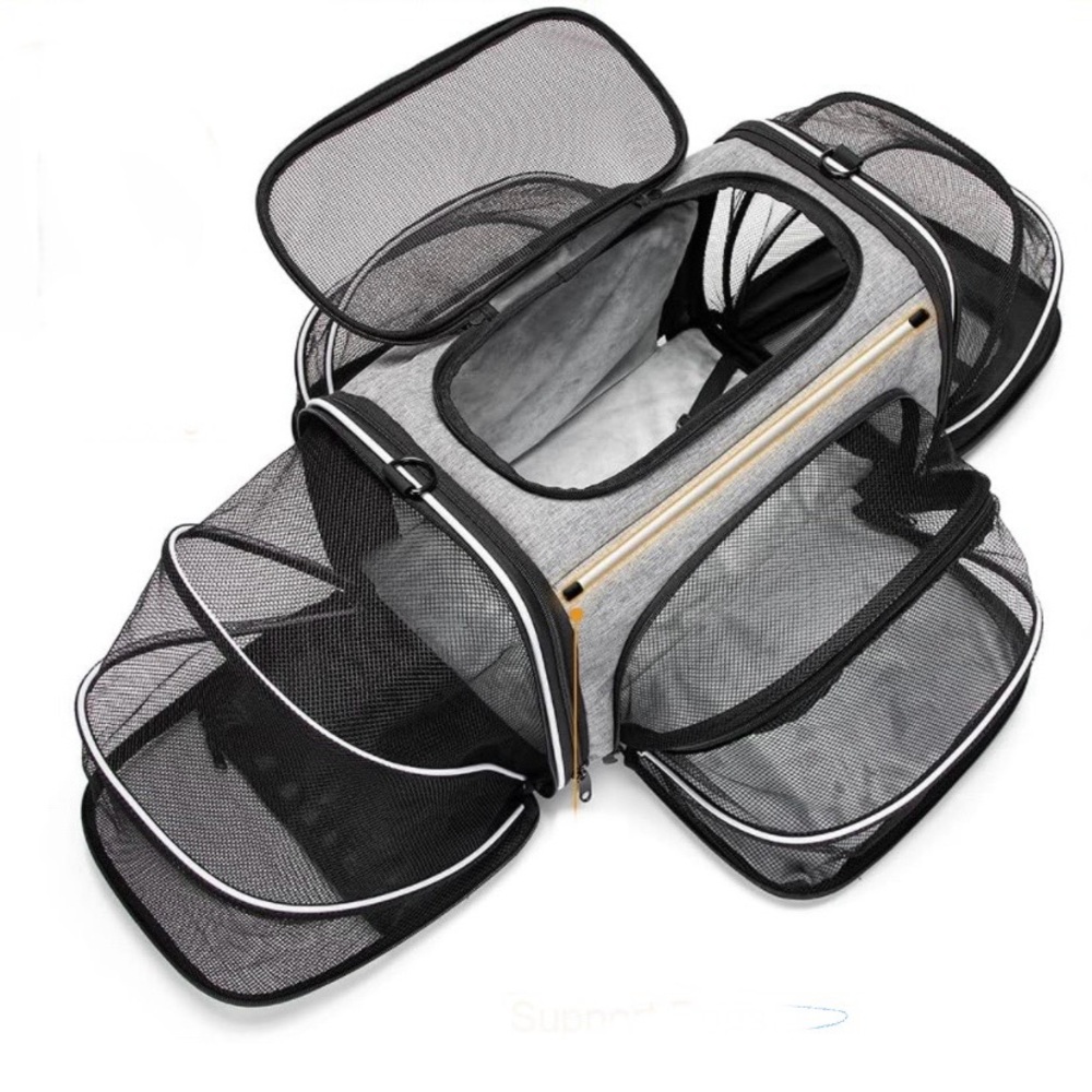 Expandable Gray Pet Carrier